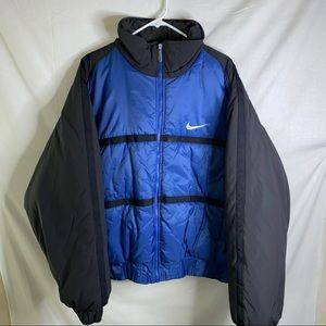 Vintage 90s Nike Blue and Black Puffer Jacket